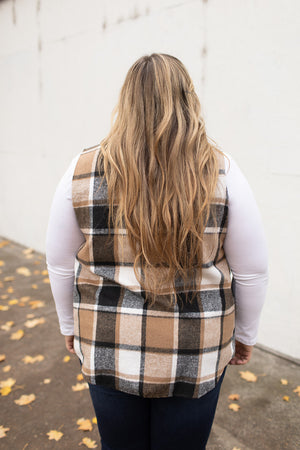 Brown Black Plaid Flannel Vest (SM-2X)