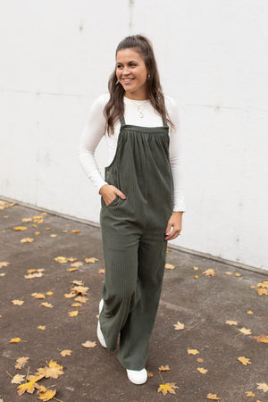 Olive Green Corduroy Overalls (SM-4X)