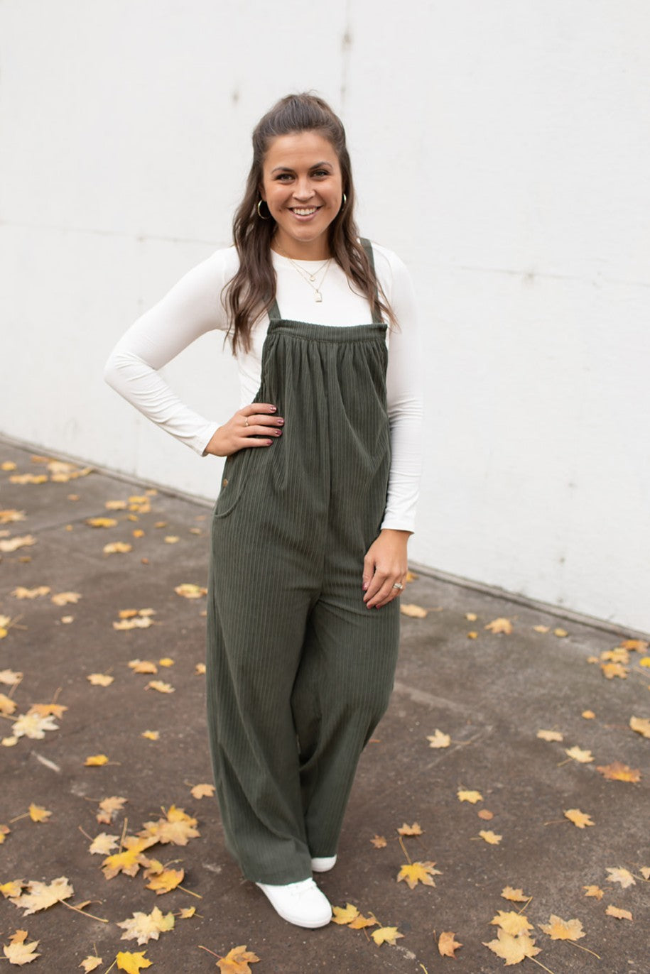 Olive Green Corduroy Overalls (SM-4X)