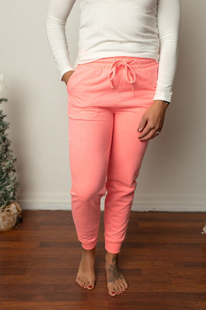 Neon Coral Pink Lightweight Jogger Pants (SM-3X)