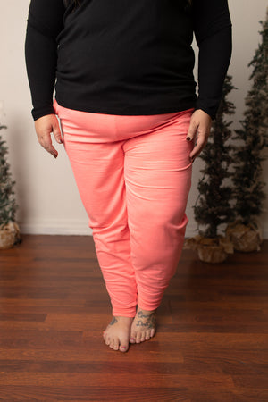 Neon Coral Pink Lightweight Jogger Pants (SM-3X)