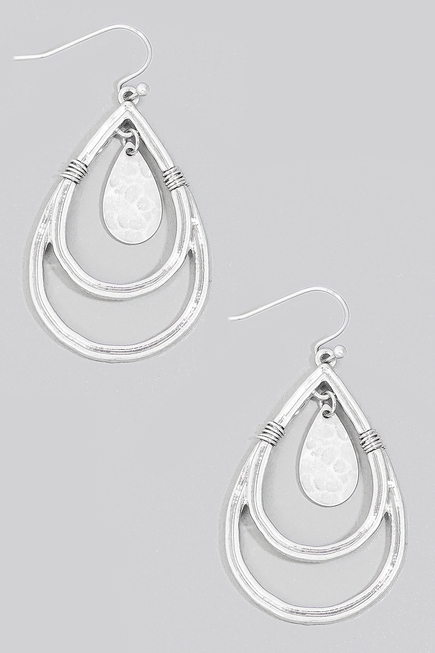 Silver Layered Teardrop Earrings