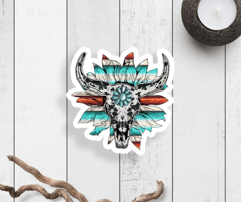 Bull Skull & Sunflower Sticker