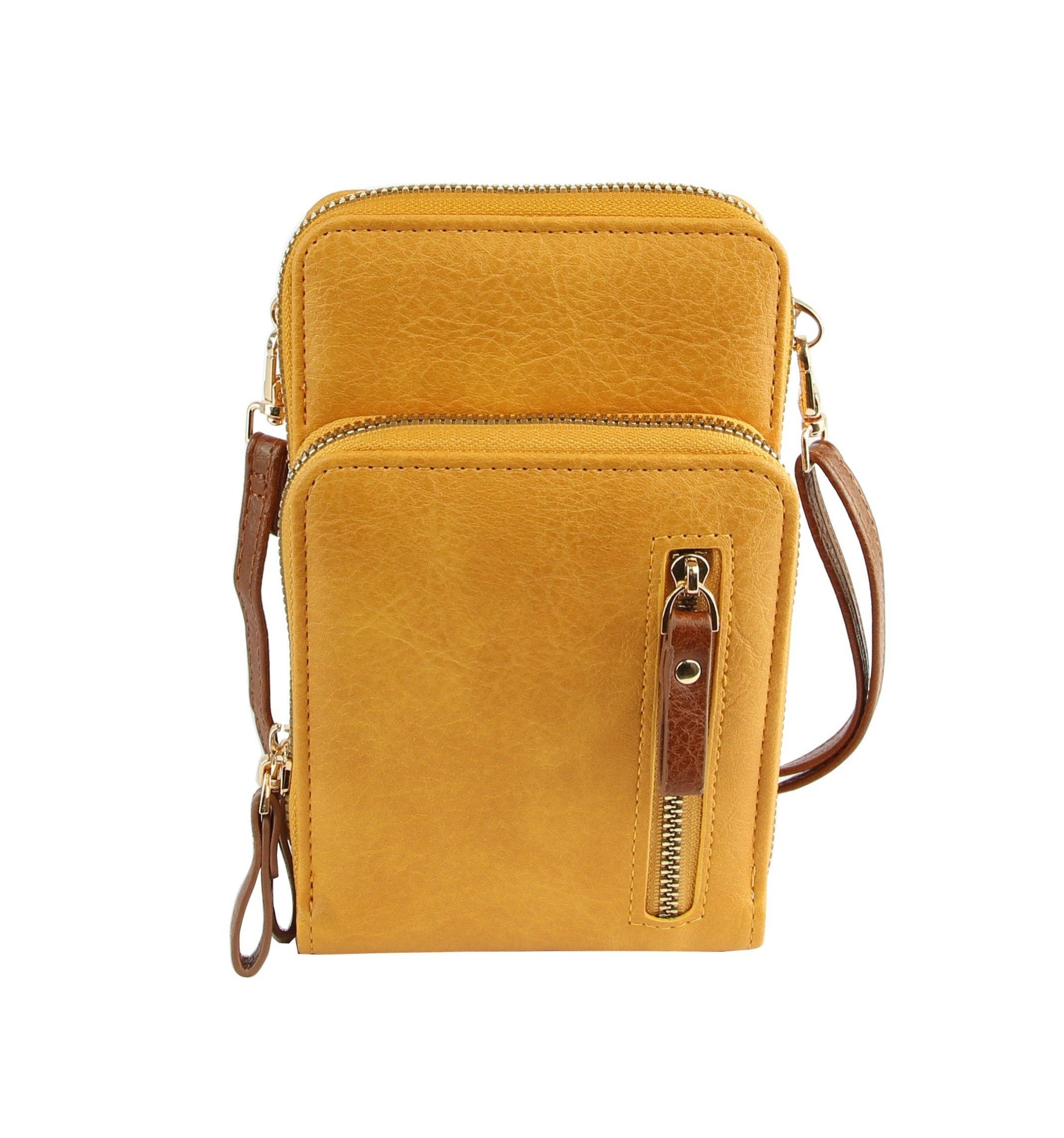 Mustard Multi Pocket Phone Crossbody Bag