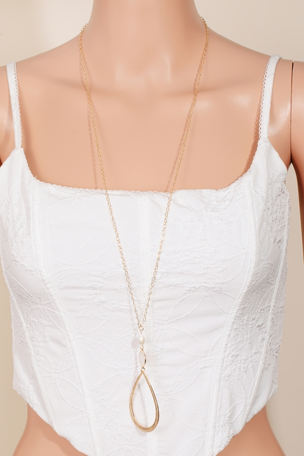 Pearl & Shell Teardrop Long Necklace