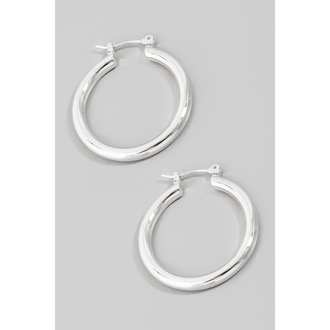 Silver 1" Tube Hoop Earrings