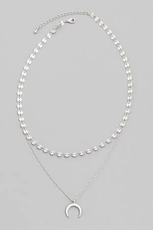 Silver Chain Moon Layered Necklace