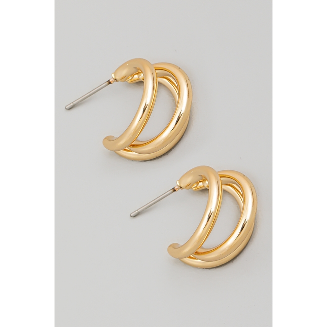 Gold Triple Hoop Earrings