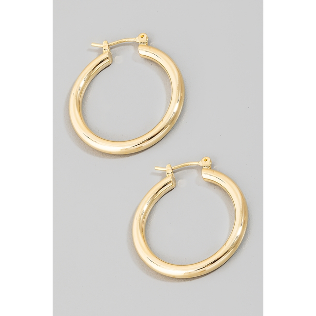 Gold 1" Tube Hoop Earrings