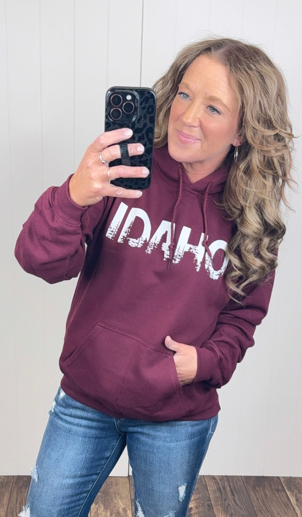 Burgundy Idaho Trees Hoodie (Unisex)