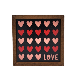 Valentine Hearts Love 6x6 Wood Sign