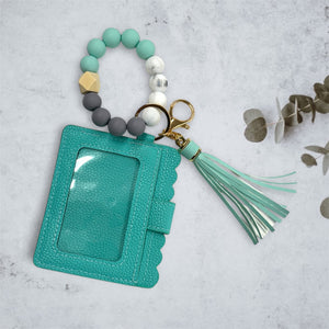 Mint Beaded Keychain Wallet