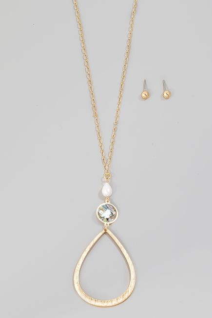 Pearl & Shell Teardrop Long Necklace