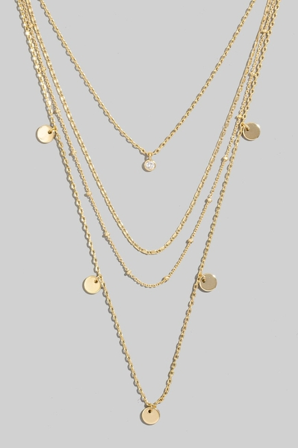 Gold Layered Mini Coin & Stud Charm Necklace