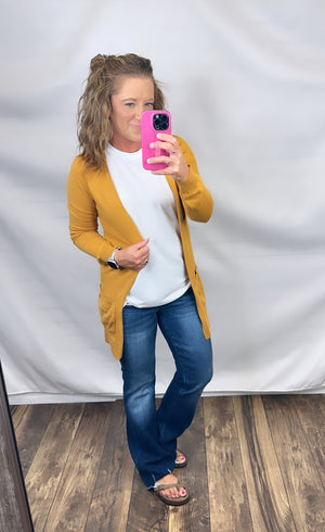 Mustard Raglan Pocket Cardigan