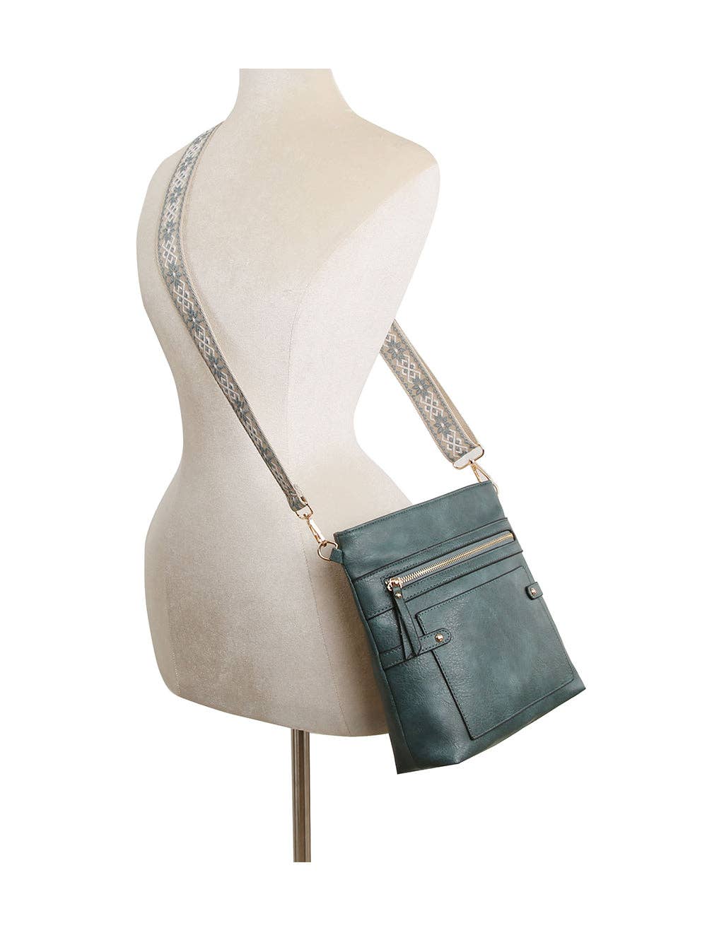 Teal Squared Guitar Strap Crossbody Bag