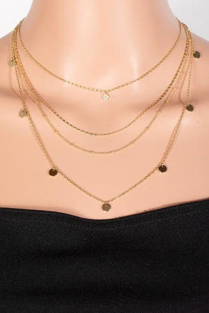 Gold Layered Mini Coin & Stud Charm Necklace