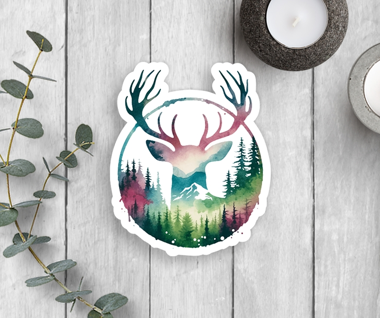 Deer Watercolor Sticker