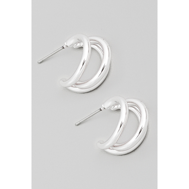 Silver Triple Hoop Earrings