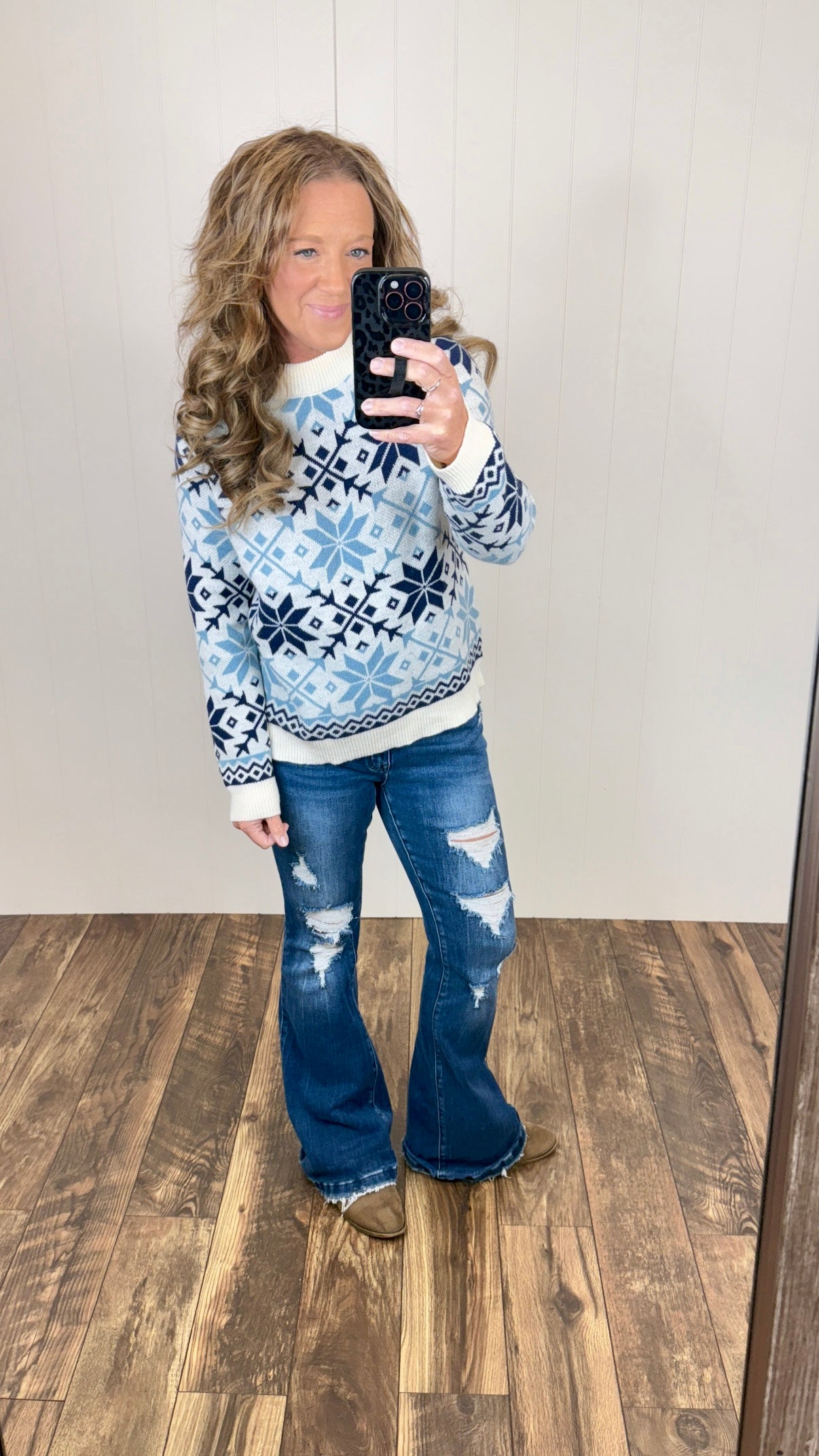 Frosty Blue Nordic Pullover Sweater