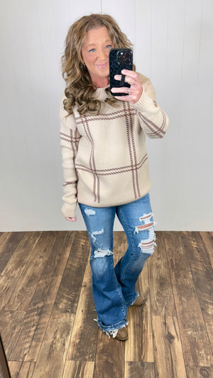 Tan Plaid Pullover Sweater (SM-XL)