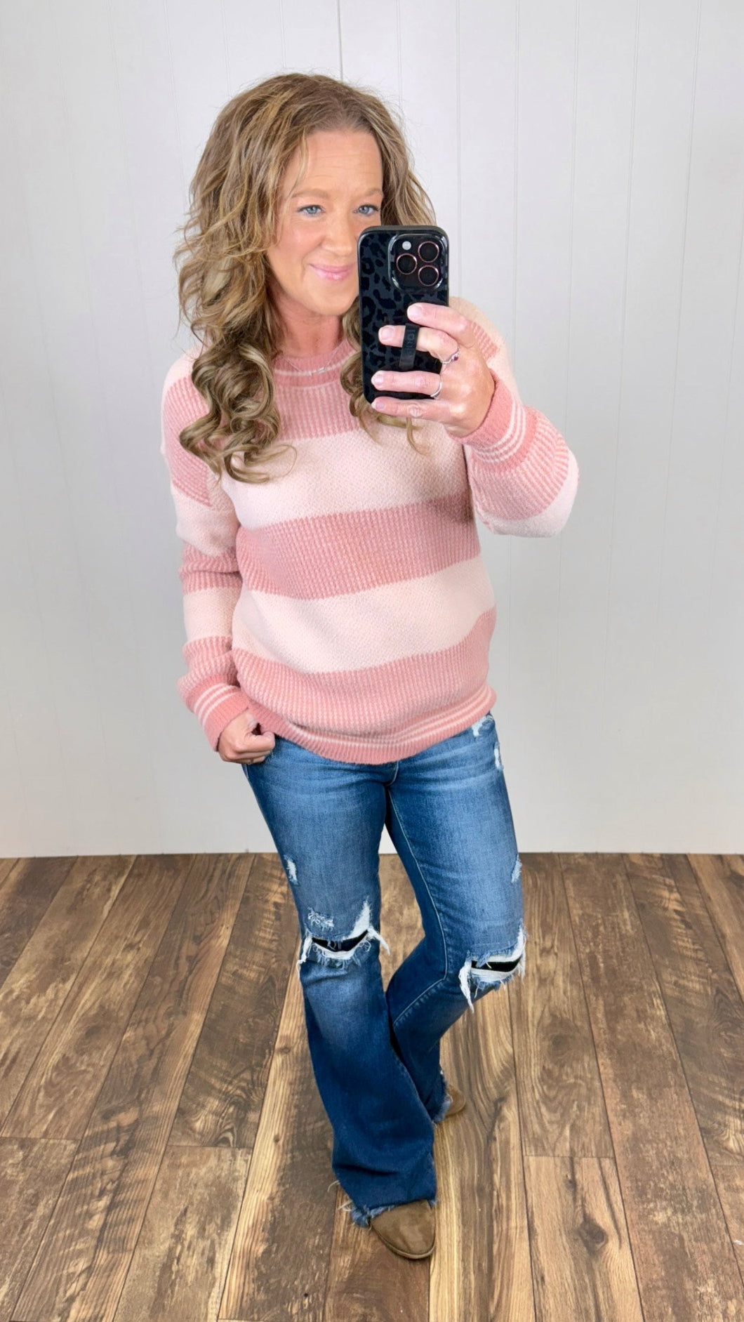 Pink 2Tone Block Pullover Sweater