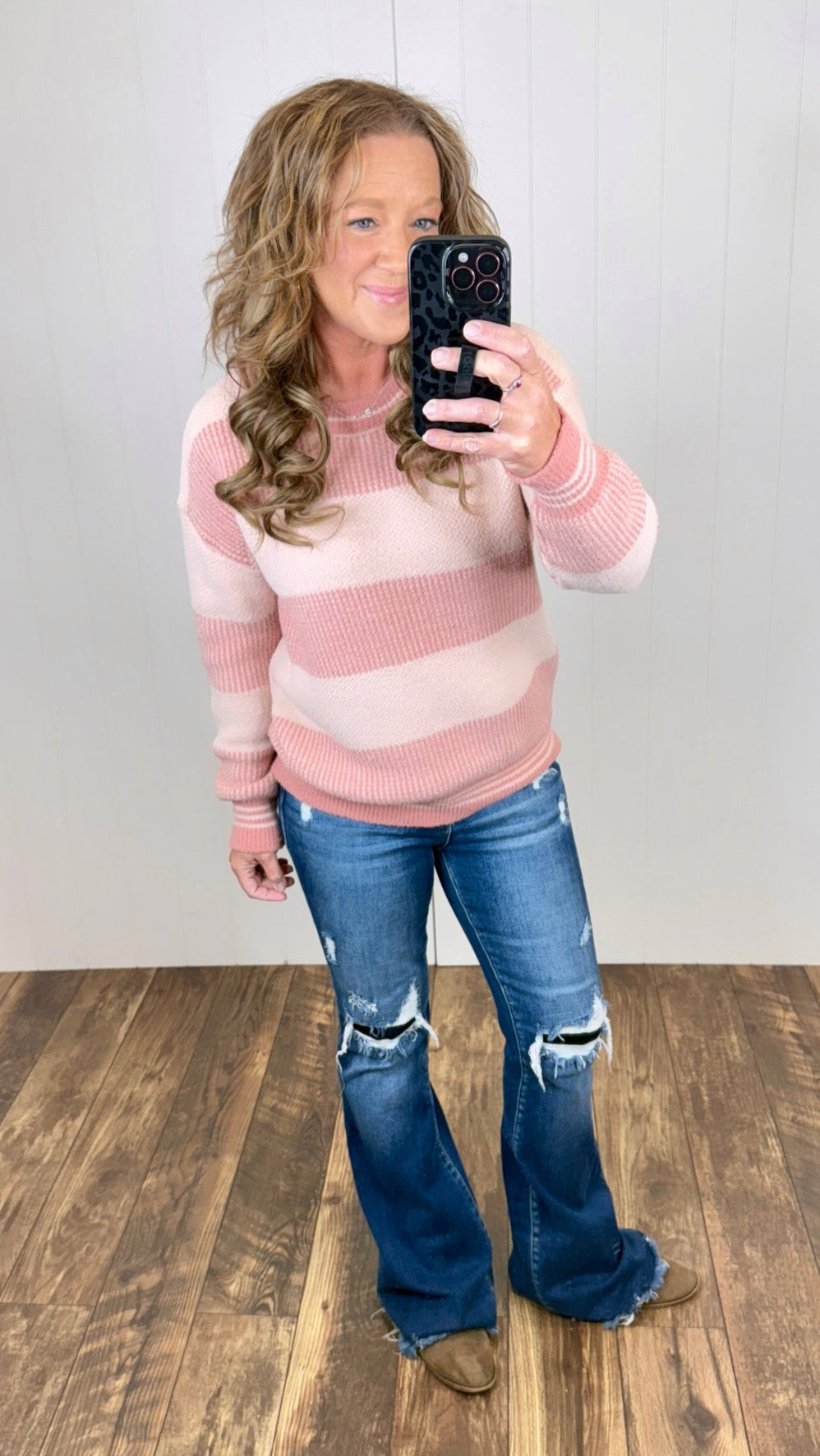 Pink 2Tone Block Pullover Sweater