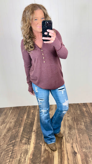 Burgundy Thermal Henley LS (SM-XL)