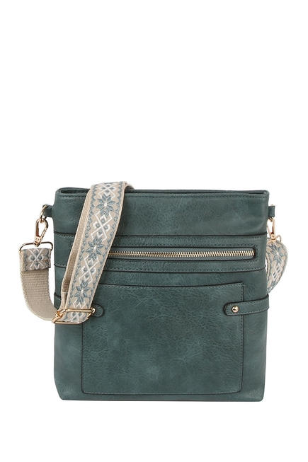 Teal Squared Guitar Strap Crossbody Bag