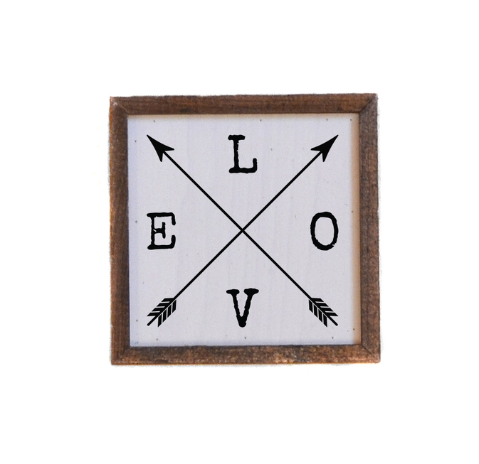 Love Arrows 6x6 Wood Sign