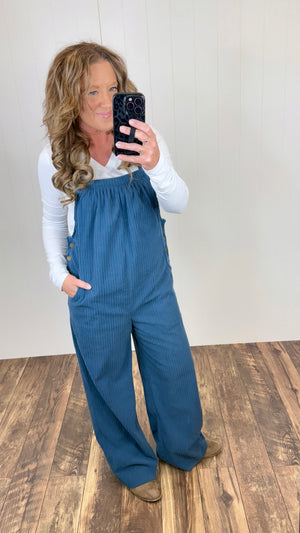 Blue Corduroy Overalls (SM-XL)