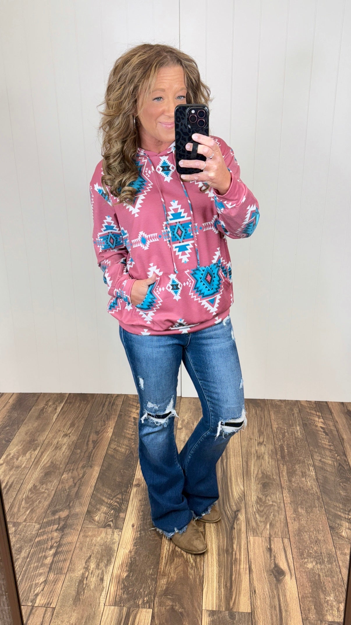 Pink Sadie Aztec Hoodie