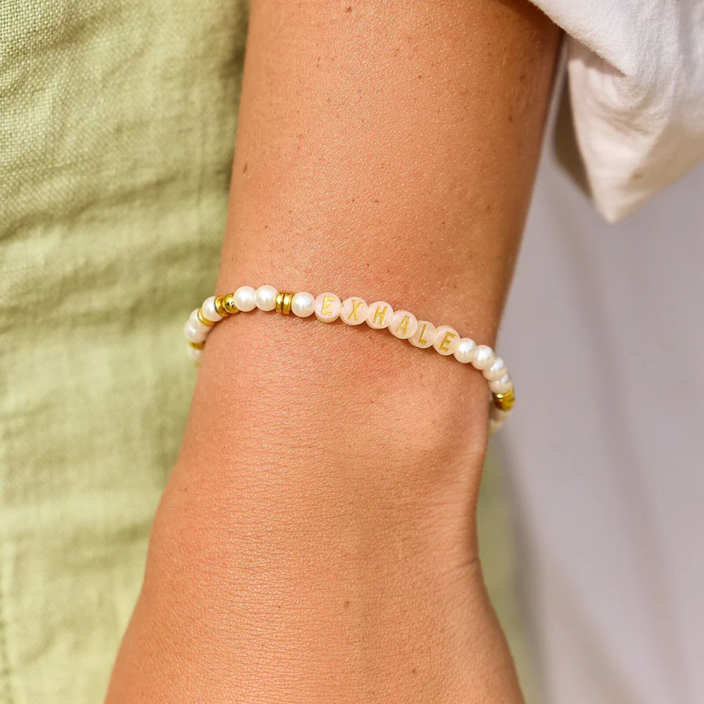 Mental Health Awareness Exhale Bead Stretch Bracelet