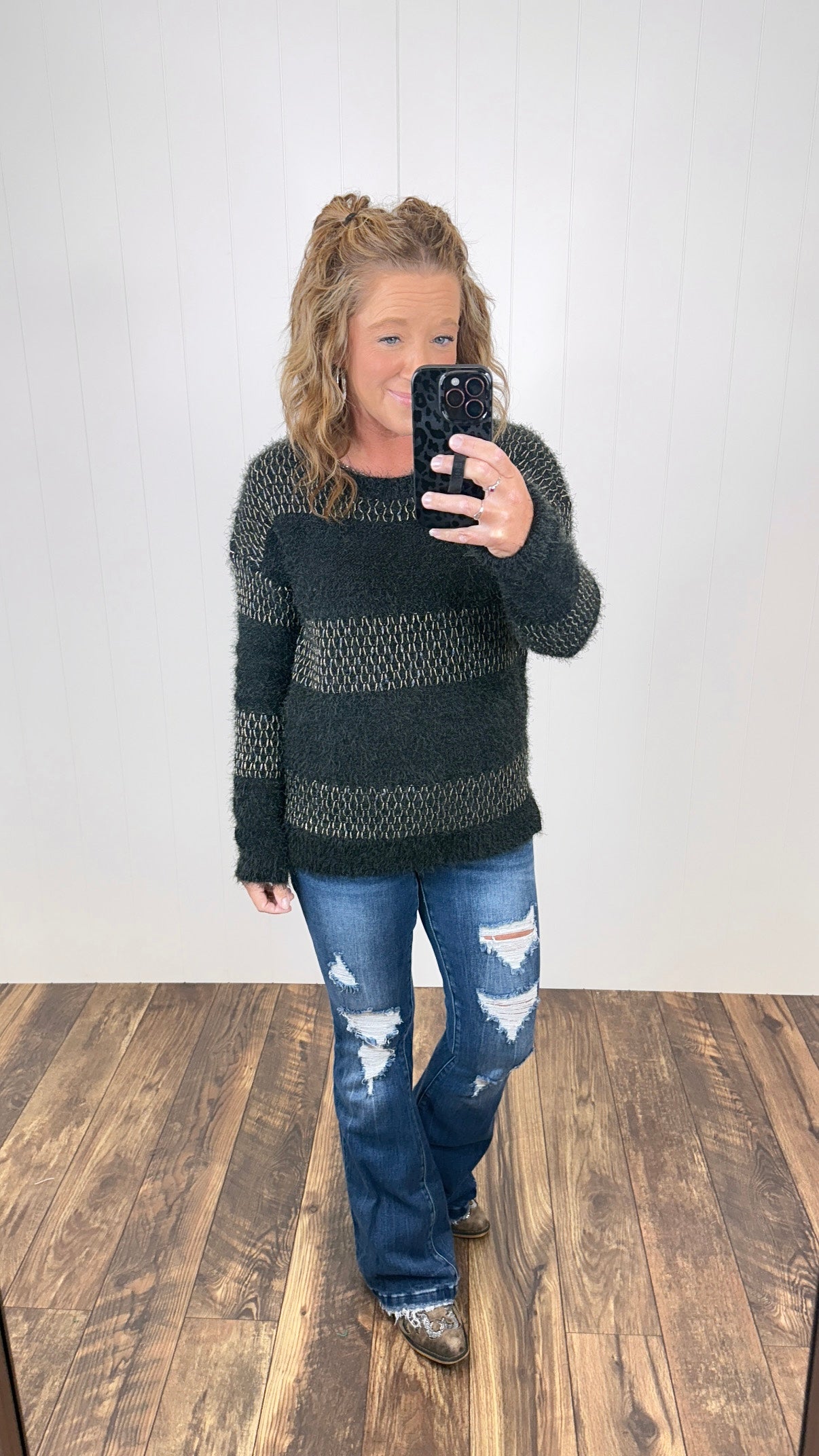 Black Shimmer Gold Knit Sweater