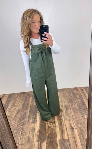 Olive Green Corduroy Overalls (SM-4X)