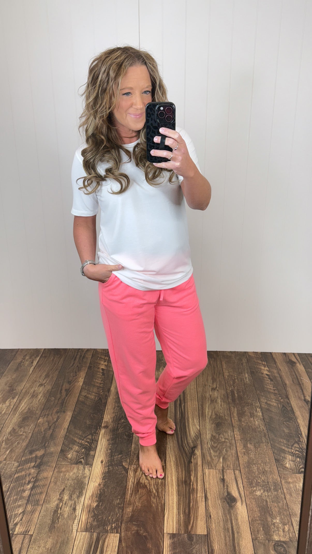 Neon Coral Pink Lightweight Jogger Pants (SM-3X)