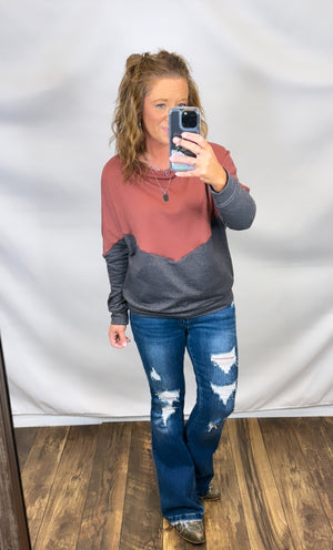 Mauve Charcoal Dolman Pullover (SM-XL)