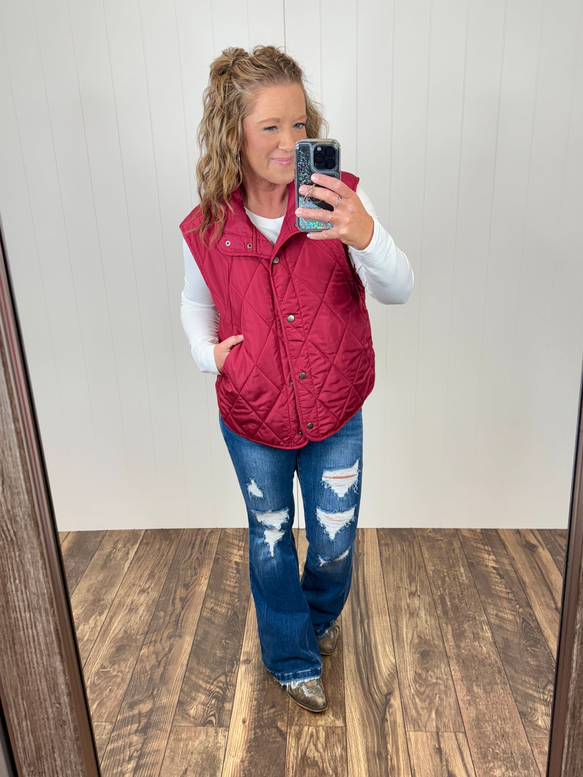 Burgundy Quilted Lightweight Vest (SM-3X)