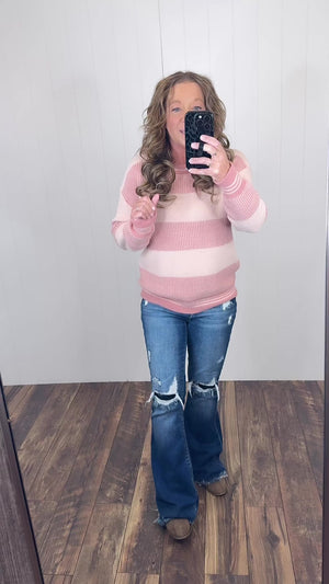 Pink 2Tone Block Pullover Sweater