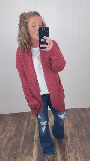 Brick Textured Plush Pocket Cardigan