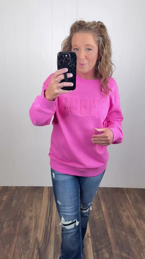 Pink Embossed Coffee Sweatshirt