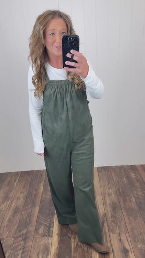 Olive Green Corduroy Overalls (SM-4X)