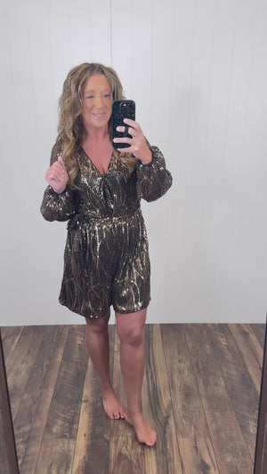 Black Rose Gold Sequin Romper (SM-3X)