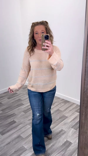 Peach Silver Stripe Sweater