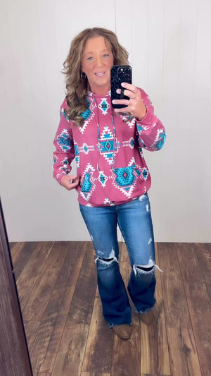 Pink Sadie Aztec Hoodie