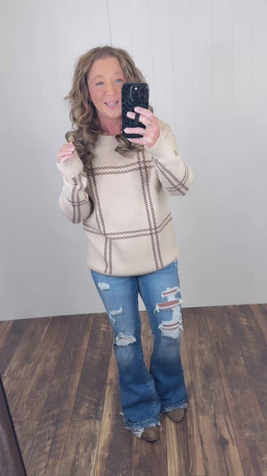 Tan Plaid Pullover Sweater (SM-XL)