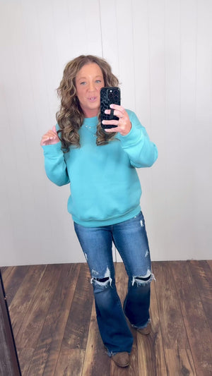 Dusty Teal Basic Fleece Crewneck Sweatshirt (SM-3X)