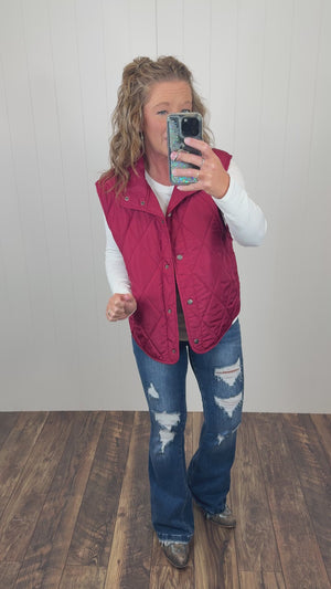 Burgundy Quilted Lightweight Vest (SM-3X)