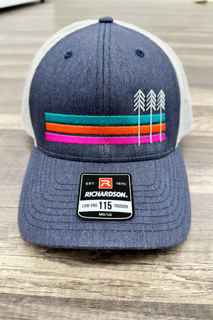 Navy Stripes & Trees Trucker Hat