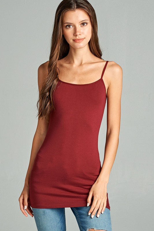 Cami Camisole Built in Shelf BRA Adjustable Spaghetti Strap Tank Top Plus  Size (2XL, Burgundy) : : Clothing, Shoes & Accessories